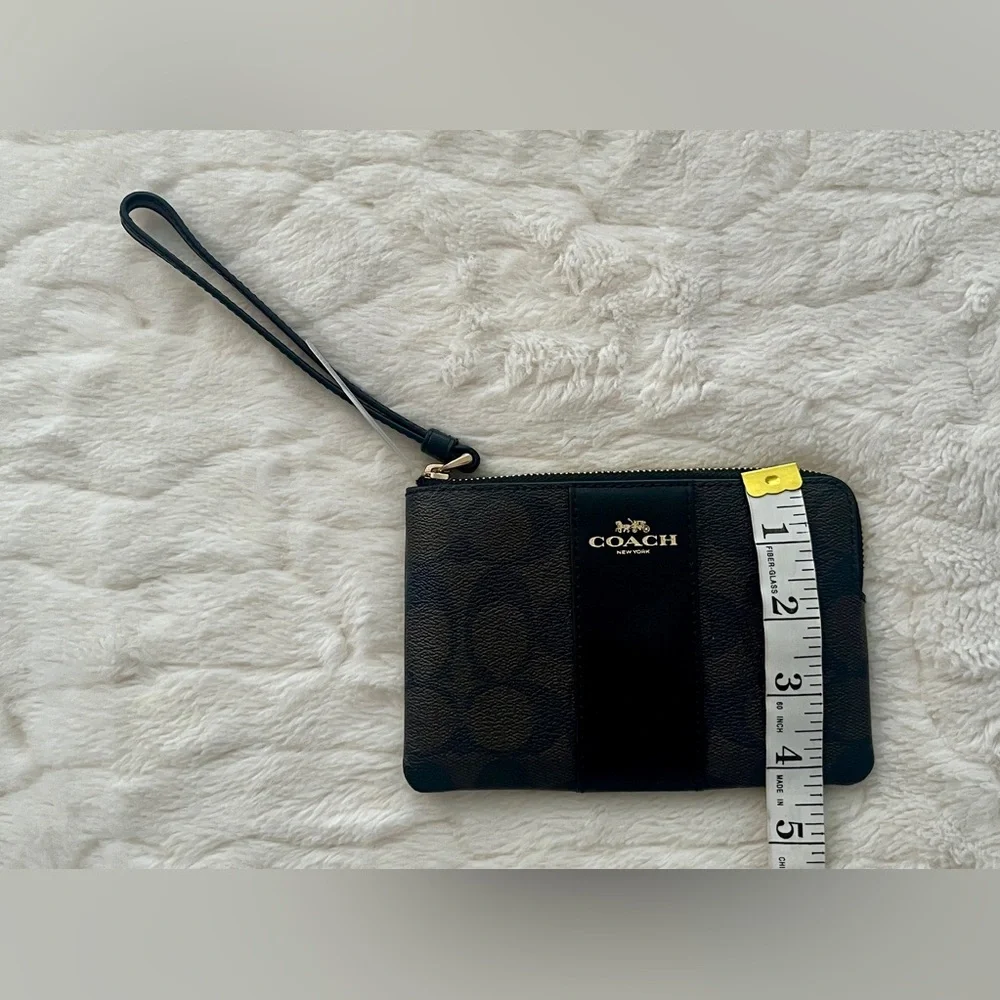 Coach Black and Brown Signature Wristlet